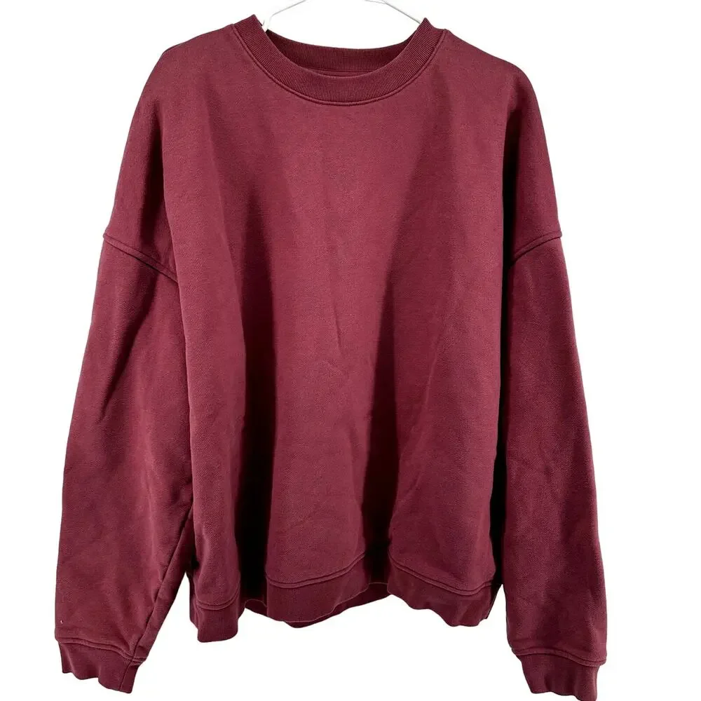 Alo Renown Heavyweight Crew Neck Pullover Sweatshirt Oversized Unisex Pink XL